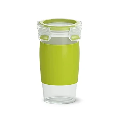 Abbildung von EMSA Clip &amp; Go Smoothiebecher, 0,45 L, rund, 100 Prozent dicht, mit Frischedichtung, Transparent, Hellgrün, Made in Germany, N10715