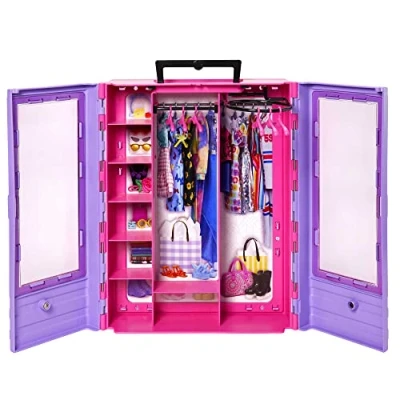 Abbildung von Barbie Kleiderschrank, Ultimate Closet, zum Organisieren von Kleidung und Accessoires, inkl. Kleiderbügel, Spielzeug ab 3 Jahre, HJL65