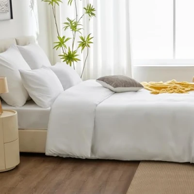 Abbildung von WAVVE Bettwäsche 140x200 2teilig Weiß Bettbezug 140 x 200 mit 1 Kissenbezug 65x65 cm, Set Mikrofaser 140x200cm Reißverschluss Weich, Weiss