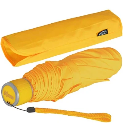 Abbildung von iX brella Mini Ultra Light Damen Taschenschirm mit großem Dach extra leicht neon gelb