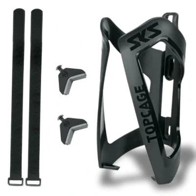 Abbildung von SKS GERMANY ANYWHERE TOPCAGE Flaschenhalter, Fahrradzubehör, Flaschenhalterung für Fahrräder, inklusive Gurte Rohre mit Durchmesser bis 80 mm, sicherer Flaschenhalt, schwarz