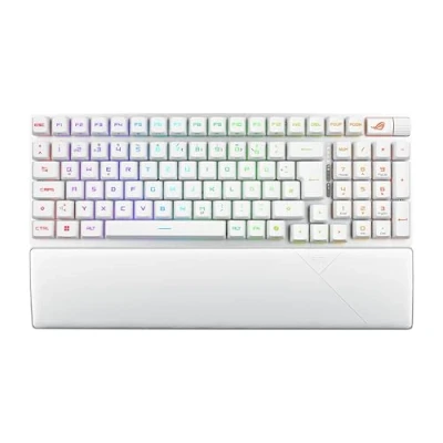 Abbildung von ASUS ROG Strix Scope II 96 RX Wireless White kabellose optische Gaming Tastatur (Bluetooth, 2,4 GHz, kabelgebunden USB, Streaming Hotkeys, Optical Switches, Tastaturstabilisatoren, weiß)