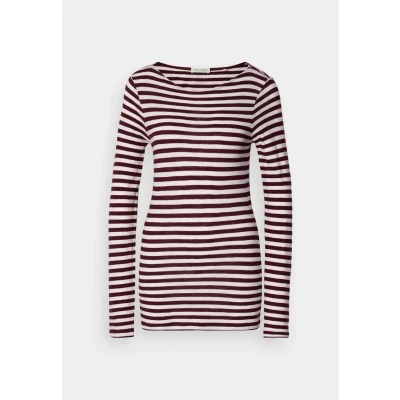 Abbildung von Marc O&#039;Polo LONG Sleeve BOAT NECK Striped Langarmshirt, Damen, Größe: Medium, Aubergine red
