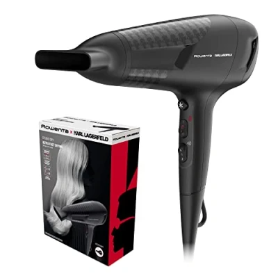 Abbildung von Rowenta x Karl Lagerfeld CV581L Studio Dry Haartrockner energiesparende Effiwatt Technologie 6 Geschwindigkeits /Temperaturstufen Thermo Control Konzentrator Kaltluftstufe Schwarz/Rot