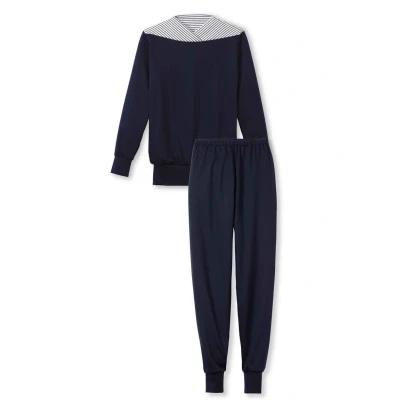 Abbildung von CALIDA Soulmate Bündchen Pyjama Damen, aus weichem Baumwoll Interlock, mit Breiten, sehr elastischen an Ärmeln und Hose