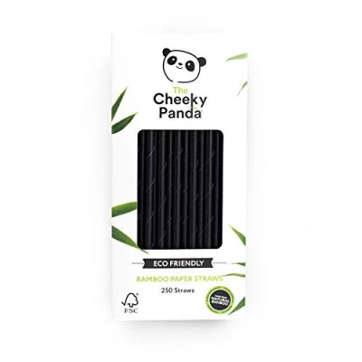 Abbildung von The Cheeky Panda Bambus Strohhalme Papier Schwarz 250 x Cocktail Stark und Langlebig