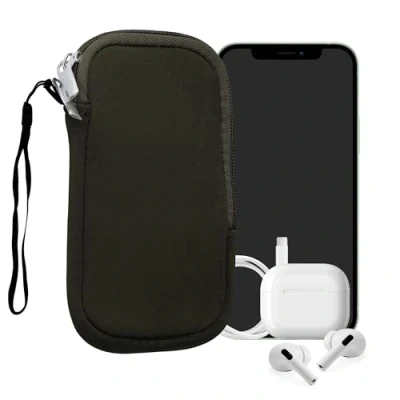 Abbildung von kwmobile Handytasche für Smartphones XXL 7&quot; Neopren Handy Hülle Dunkelgrün Tasche 17,7 x 8,5 cm Innenmaße