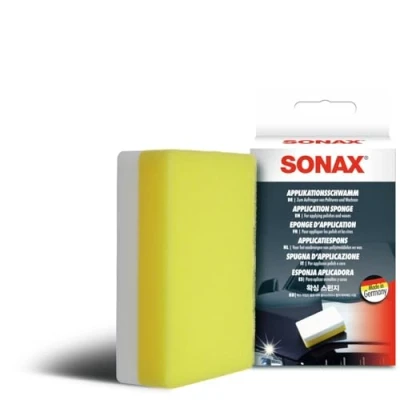 Abbildung von SONAX ApplikationsSchwamm (1 Stück) Spezialschwamm zum Auftragen und Verarbeiten von Polituren, Wachsen, Kunststoffpflegemitteln etc., Art Nr. 04173000