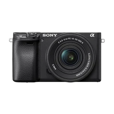 Abbildung von Sony Alpha 6400 APS C Spiegellose Kamera mit 16 50mm Power Zoom Objektiv Schneller 0,02s Autofokus Augenerkennung für Mensch und Tier, 4K Filmaufnahmen neigbares Display Vlogging