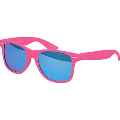 Abbildung von Balinco Sonnenbrille UV400 CAT 3 CE Rubber mit Federscharnier für Damen &amp; Herren (pink blau verspiegelt)