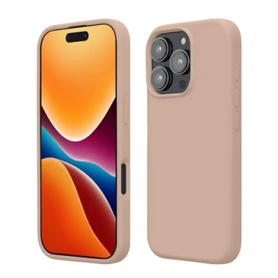 Abbildung von kwmobile Hülle kompatibel mit iPhone 16 Pro Silikon Handy Case Handyhülle weiche Oberfläche kabelloses Laden Coconut Swirl