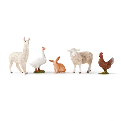 Abbildung von schleich FARM WORLD Bauernhof Tiere Set 77536 mit Kaninchen, Gans, Huhn, Schaf und Lama Spielzeug ab 3 Jahre detailliertes Spielset bestehend aus 5 Teilen exklusiv bei Amazon