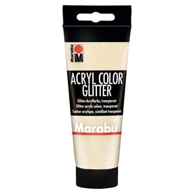 Abbildung von Marabu 12010050584 Acryl Color glitter gold 100 ml, cremige Acrylfarbe auf Wasserbasis, schnell trocknend, lichtecht, wasserfest, zum Auftragen mit Pinsel und Schwamm Leinwand, Papier Holz