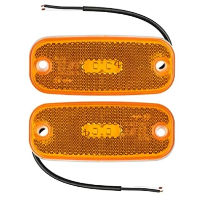 Abbildung von 2 x LED Seitenmarkierungsleuchte Orange 12 und 24 Volt Begrenzungsleuchte Positionsleuchte 110x46mm Lochabstand 90 mm mit E Prüfzeichen für PKW LKW Anhänger Wohnmobil Wohnwagen