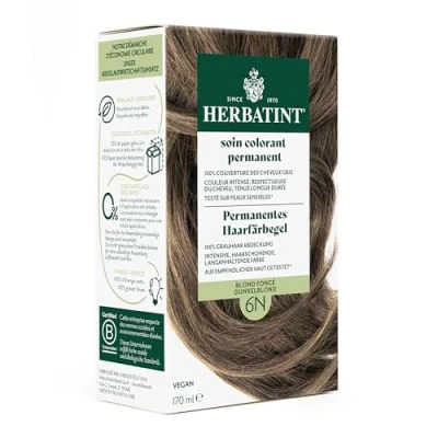 Abbildung von Herbatint Permanentes Haarfärbegel 6N Dunkelblond 170 ml I Ohne Ammoniak, 100% Grauhaarabdeckung Auf empfindlicher Haut getestet, mit 8 Pflanzenextrakten