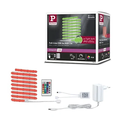Abbildung von Paulmann 78864 SimpLED LED Strip Full Line COB Komplettset 3m 22W 990lm 840LEDs/m RGB 24VA dimmbar Weiß Metall