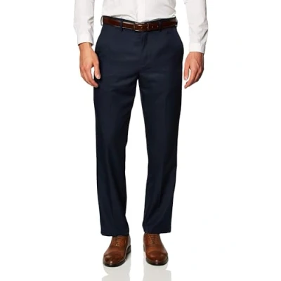 Abbildung von Amazon Essentials Herren Flatfront Anzughose mit elastischem Bund in klassischer Passform, Marineblau, 38W / 28L