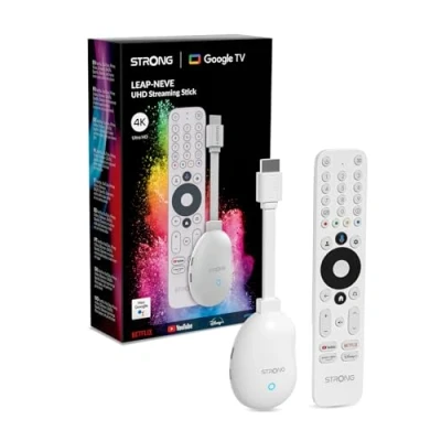 Abbildung von STRONG 4K UHD Android TV Streaming Box Leap Neve Google HDMI Stick WLAN 6 1200 Mbps Chromecast Built In Kompatibel mit Sprachsteuerung Dolby Vision Atmos Weiß