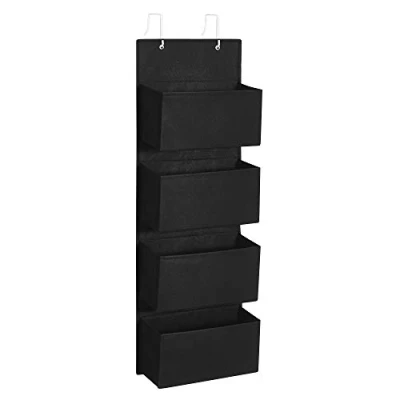 Abbildung von SONGMICS Hängeorganizer mit 4 Taschen, Hängeregal, Kleiderschrank Organizer, Hängeaufbewahrung, Tür Schlafzimmer Wohnzimmer, 12 x 33,5 100 cm, tintenschwarz RDH004B01