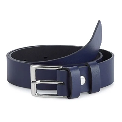 Abbildung von Ladeheid Kinder Gürtel Ledergürtel Mode Accessoire für Jungen mit Schnalle 2,5 cm Breit K1D5 (Navyblau 1, 55 (Gesamtlänge 74 cm))