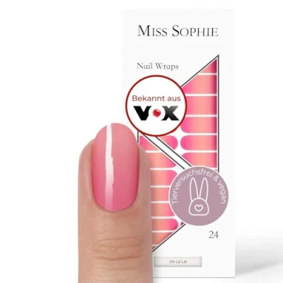 Abbildung von Miss Sophie Nagelfolie Oh Là Là! Farbverlauf, Rosa, Nail Wraps 24 ultra dünne selbstklebende langanhaltende Nagelfolien