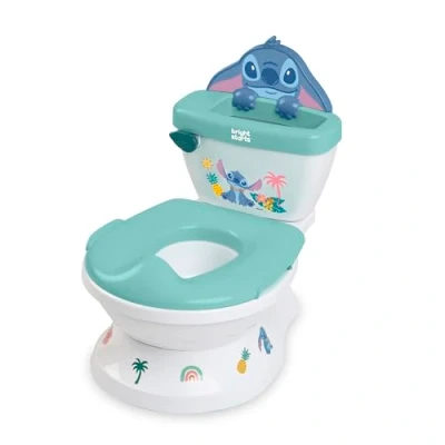 Abbildung von Disney Baby Stitch My Size Töpfchen von Bright Starts, 2 in 1 Kinder mit Spülgeräusch, Abnehmbarem Toilettensitz, Enthält 12 Aufkleber, Töpfchentraining, Ab 18 Monaten