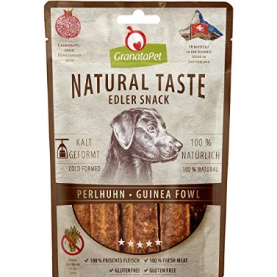 Abbildung von GranataPet Natural Taste Edler Snack Perlhuhn, Hundeleckerli ohne Getreide &amp; Zuckerzusätze, Belohnung für zwischendurch, schmackhafter Hundesnack, 90 g