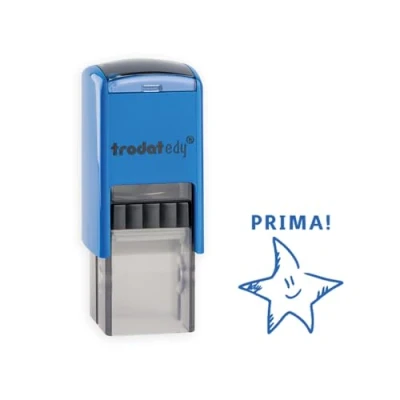 Abbildung von Trodat edy FIX Motivationsstempel für Lehrer und Pädagogen, Stempelset zum Motivieren 1 Motiv Stern PRIMA, Deutsch, Gehäuse Blau, Abdruck Selbstfärbend, 20 x mm