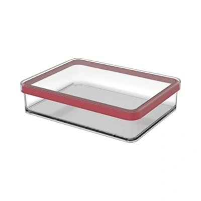 Abbildung von Rotho Loft rechteckige Vorratsdose 1l mit Deckel und Dichtung, Kunststoff (SAN) BPA frei, transparent/rot, (20.0 x 15.0 4.8 cm)
