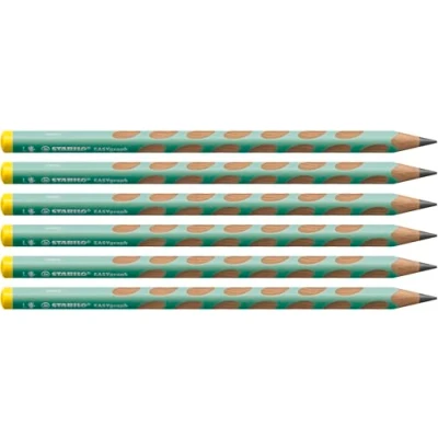 Abbildung von Ergonomischer Dreikant Bleistift für Linkshänder STABILO EASYgraph in pastellgrün 6er Pack Härtegrad HB
