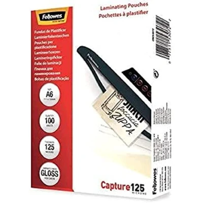 Abbildung von Fellowes Laminierfolien im Format A6, 125 Mikron (2 x mic), glänzende Heißlaminierfolien, 100 Stück
