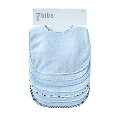 Abbildung von Doppellagige Sabberlätzchen für Babys, Baumwolle, weich, saugfähig, 7 Stück (blue waterproof)