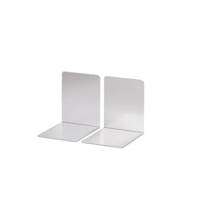 Abbildung von MAUL Buchstütze aus Aluminium (2er Pack) 10x8x10cm Bücherhalter, Organizer für Kinder, Bücher, Büro, Regal Bücherstütze im stilvollen Design, möbelschonender Buchhalter Silber