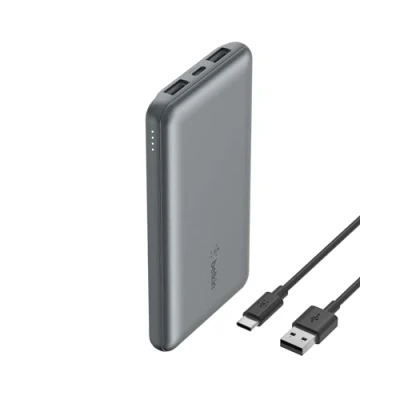 Abbildung von Belkin Powerbank 10000mah, tragbares USB C Ladegerät mit 1 &amp; 2 A Anschlüssen, Akkupack zum Laden bis zu 15 W, Externe handyakkus für iPhone, Galaxy, Pixel, AirPods, iPad Spacegrau