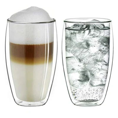 Abbildung von Creano doppelwandiges Thermoglas 250ml „DG SH“, Doppelwandglas auch für kleine Hände geeignet, doppelwandige Cappuccinotassen, Kaffee, Tee, Latte Gläser 2er Set