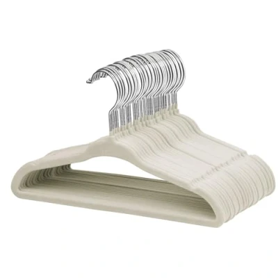 Abbildung von ManGotree Baby Kleiderbügel aus Samt, Kleinkind Kinderbügel mit Drehbarem Haken, Gekerbtes Schulter Design für Kinder und Kinderkleidung (30 Stück, Creme)