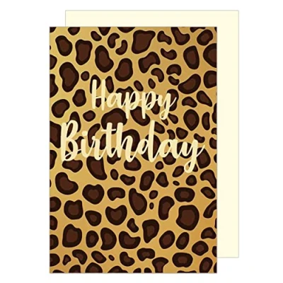 Abbildung von Edition Seidel Premium Geburtstagskarte mit Goldprägung und Umschlag. Glückwunschkarte Grusskarte Billet Geburtstag Happy Birthday Mann Frau Leopardenmuster Leo Style Karte (G2854 SW023)