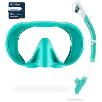 Abbildung von CRESSI Musa &amp; Scilla Aqua Green Kombiset Schnorchelmaske und Schnorchel Scilla, Grün, Einheitsgröße, Erwachsene