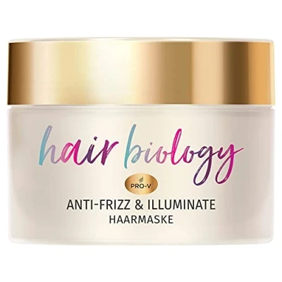 Abbildung von Hair Biology Haarmaske, Anti Frizz &amp; Illuminate, 160ml, für widerspenstiges oder trockenes und coloriertes Haar, Menopause, Wechseljahre, Haarpflege