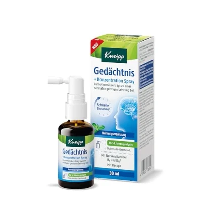 Abbildung von Kneipp Gedächtnis + Konzentration Spray mit Nerven Vitaminen B6 und B12 ab 14 Jahren geeignet 30ml