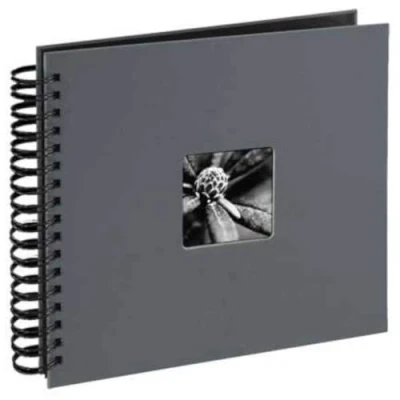 Abbildung von Hama Fotoalbum 28x24 cm (Spiral Album mit 50 schwarzen Seiten, Fotobuch Pergamin Trennblättern, zum Einkleben und Selbstgestalten) grau