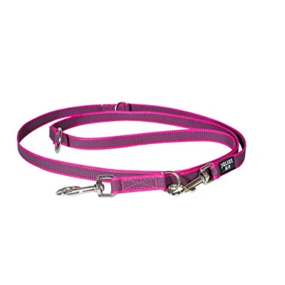 Abbildung von IDC Color &amp; Gray verstellbare Leine mit Doppelkarabiner, 20 mm x 2,2 m, Pink Grau