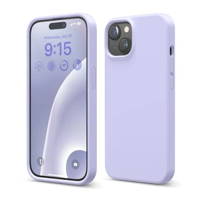 Abbildung von elago Flüssig Silikon Case Kompatibel mit iPhone 15 Hülle, Premium Handyhülle, Ganzkörper Schutzhülle [4 Lagige Stoßfeste Struktur], Kratzfestes Weiches Mikrofaserfutter (Violett)