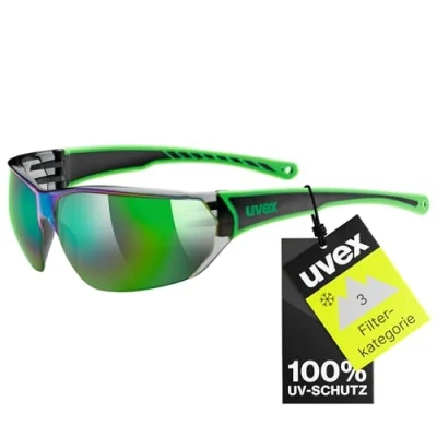 Abbildung von uvex sportstyle 204 Sportbrille für Damen und Herren starker Schutz vor Sonnenstrahlung druckfreier Sitz &amp; perfekter Halt black green/green one size