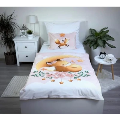 Abbildung von Theonoi Kinderbettwäsche Kleinkinder Baby Bettwäsche Babybett komplett Set Bettbezug 100x135 &amp; Kissenbezug 40x60 aus Baumwolle Öko Tex Standard für Jungen und Mädchen Waldtiere Fuchs