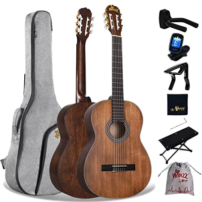 Abbildung von Winzz Konzertgitarre 4/4 Erwachsene, Klassische Gitarre für Anfänger 39 Zoll… Braun