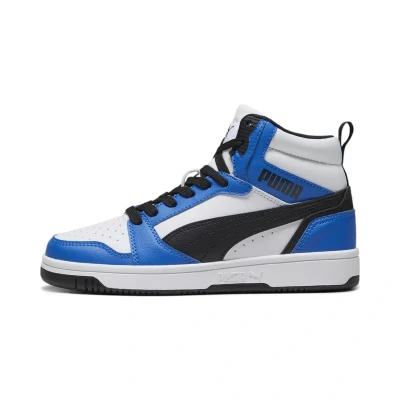 Abbildung von puma Rebound V6 MID JR Unisex Sneaker high whitepuma blackracing blue für Kinder, Größe: 37, white black racing Schuhe