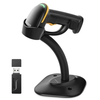 Abbildung von Inateck 2D Barcode Scanner mit Intelligentem Ständer, Kabellos QR Code Scanner, Handscanner APP und SDK, Imager 2600mAh Akku, BCST 35