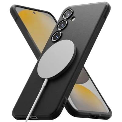 Abbildung von Ringke Onyx Magnetic [Kompatibel mit MagSafe] für Samsung Galaxy S24 FE Hülle, Fester Griff rutschfeste Anti Fingerabdruck Stoßfeste TPU Schutzhülle Magnetisches Ladegerät/Zubehör Black