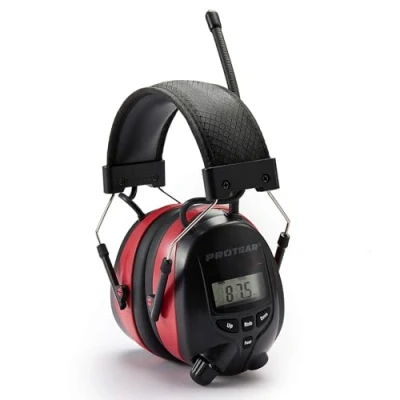 Abbildung von PROTEAR Gehörschutz mit Radio und Bluetooth, FM / AM Digital Radio, Sicherheits Ohrenschützer für Arbeits,Mähen,Holzbearbeitung,SNR 30dB